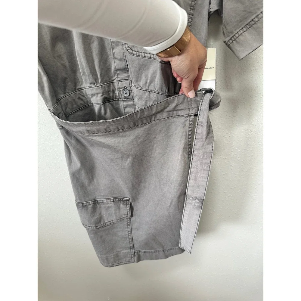 Abercrombie & Fitch Romper Womens‎ MT Grey Utility Wrap Front Garment Dyed NWT